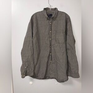 Faded glory vtg service green plaid button‎ collared shirt men’s L ramie blend